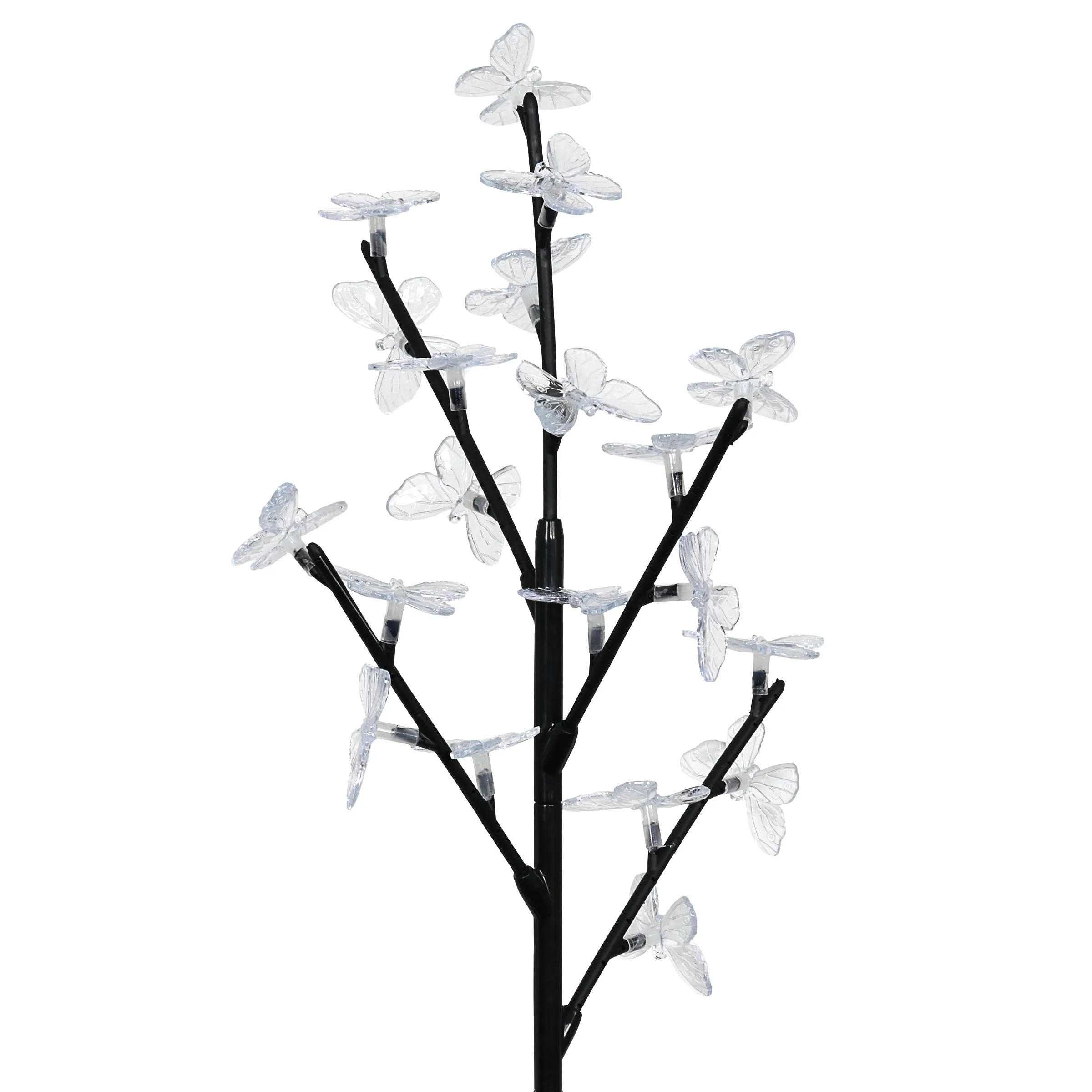 Solar Butterfly Branch Garden Stake with Twenty LED Lights, 13 by 38 Inches