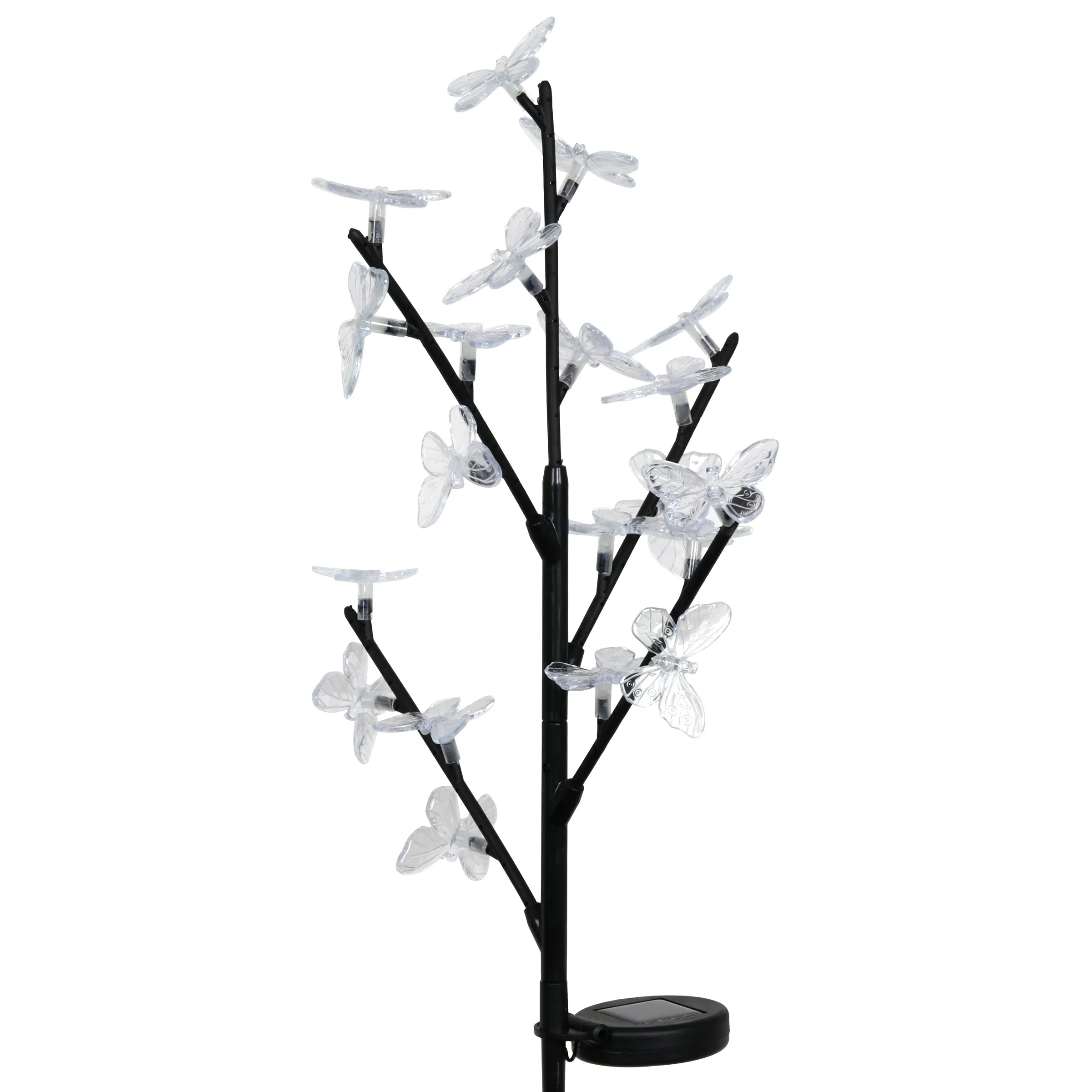 Solar Butterfly Branch Garden Stake with Twenty LED Lights, 13 by 38 Inches
