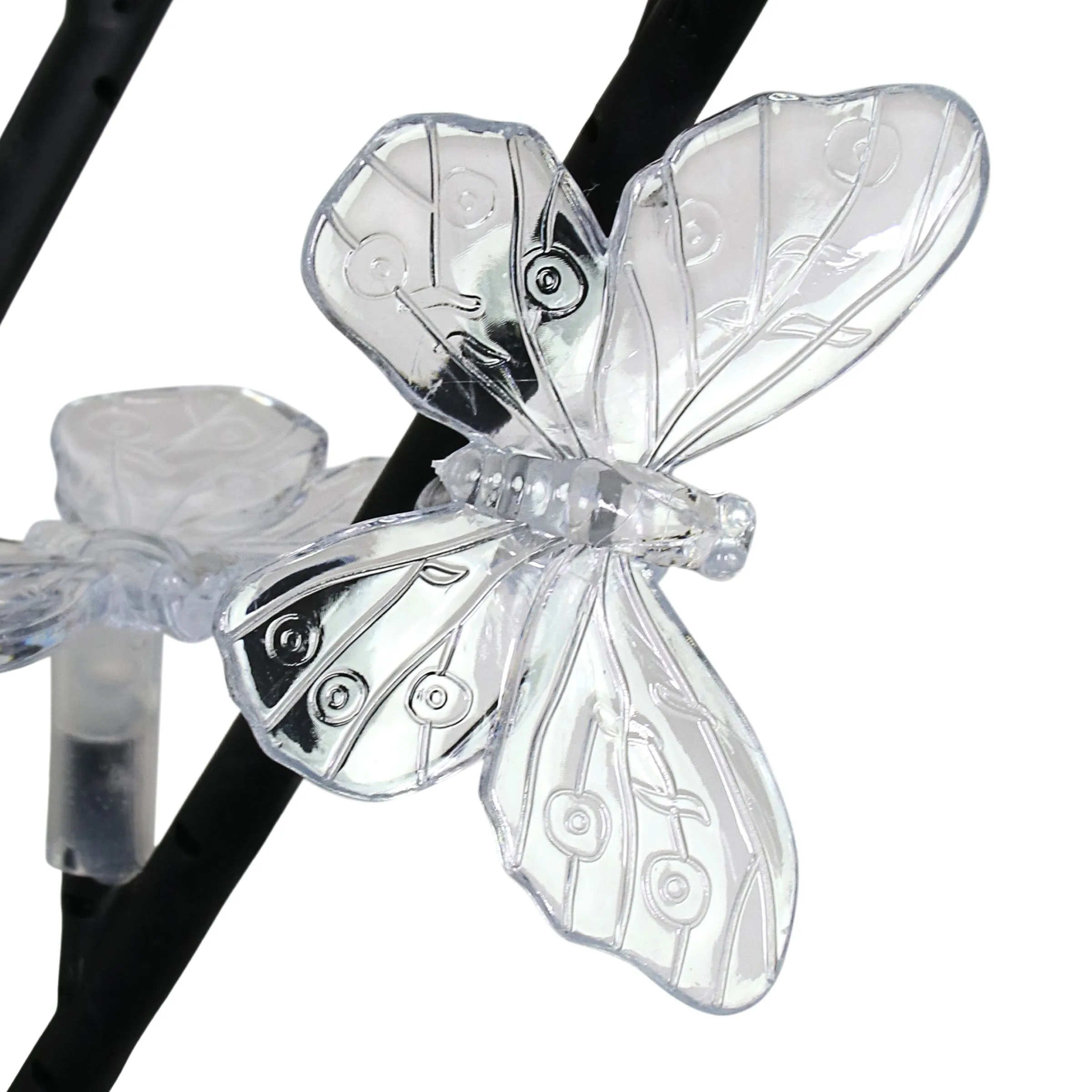 Solar Butterfly Branch Garden Stake with Twenty LED Lights, 13 by 38 Inches