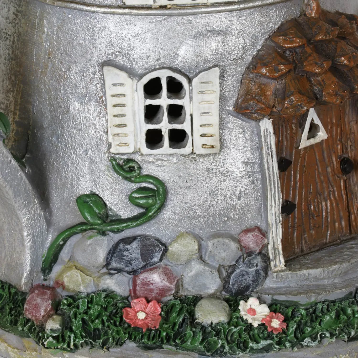 Solar Silver Tea Pot Fairy House Garden Statue, 7 Inch