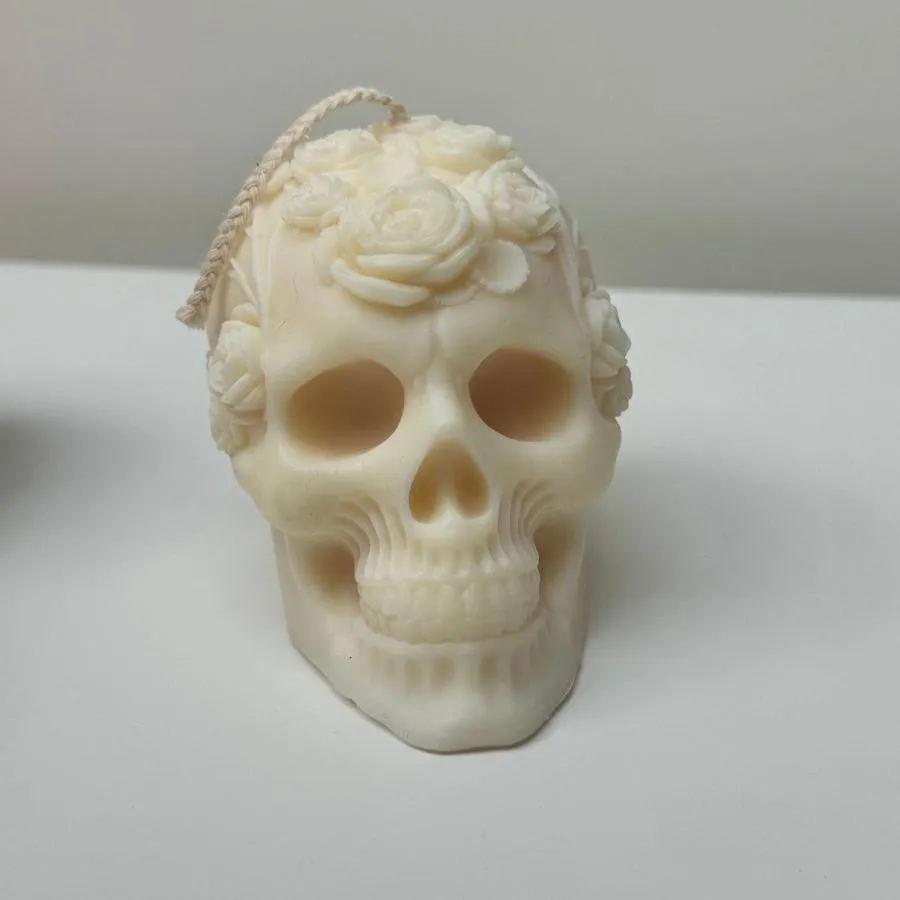 Spooky Halloween Floral Skull Candle Decor Ornaments
