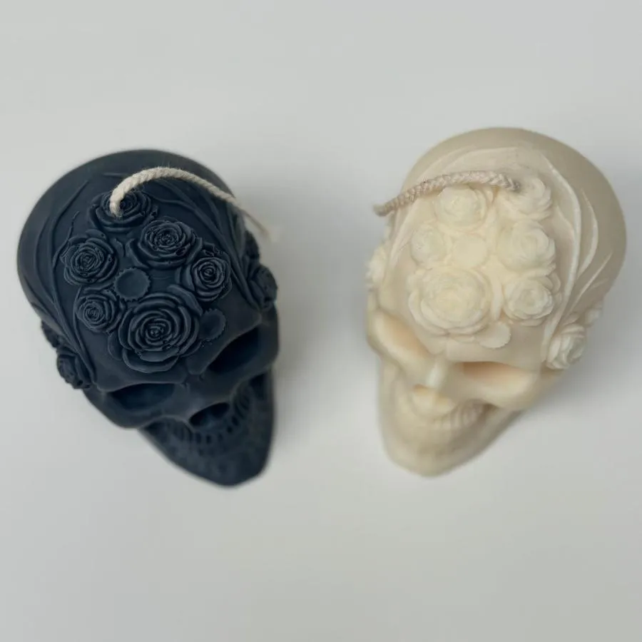 Spooky Halloween Floral Skull Candle Decor Ornaments