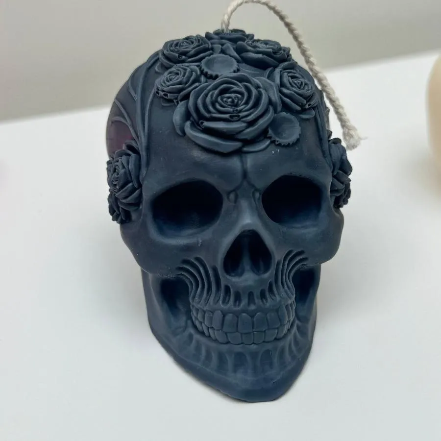 Spooky Halloween Floral Skull Candle Decor Ornaments