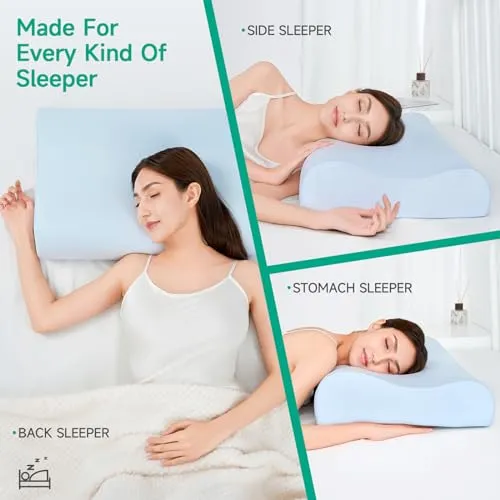 SPUER Memory Foam Bed Pillows for Side Sleepers Contouring Pillow with Soft & Supportive and Breathable Cover for Sleeping Standard Size