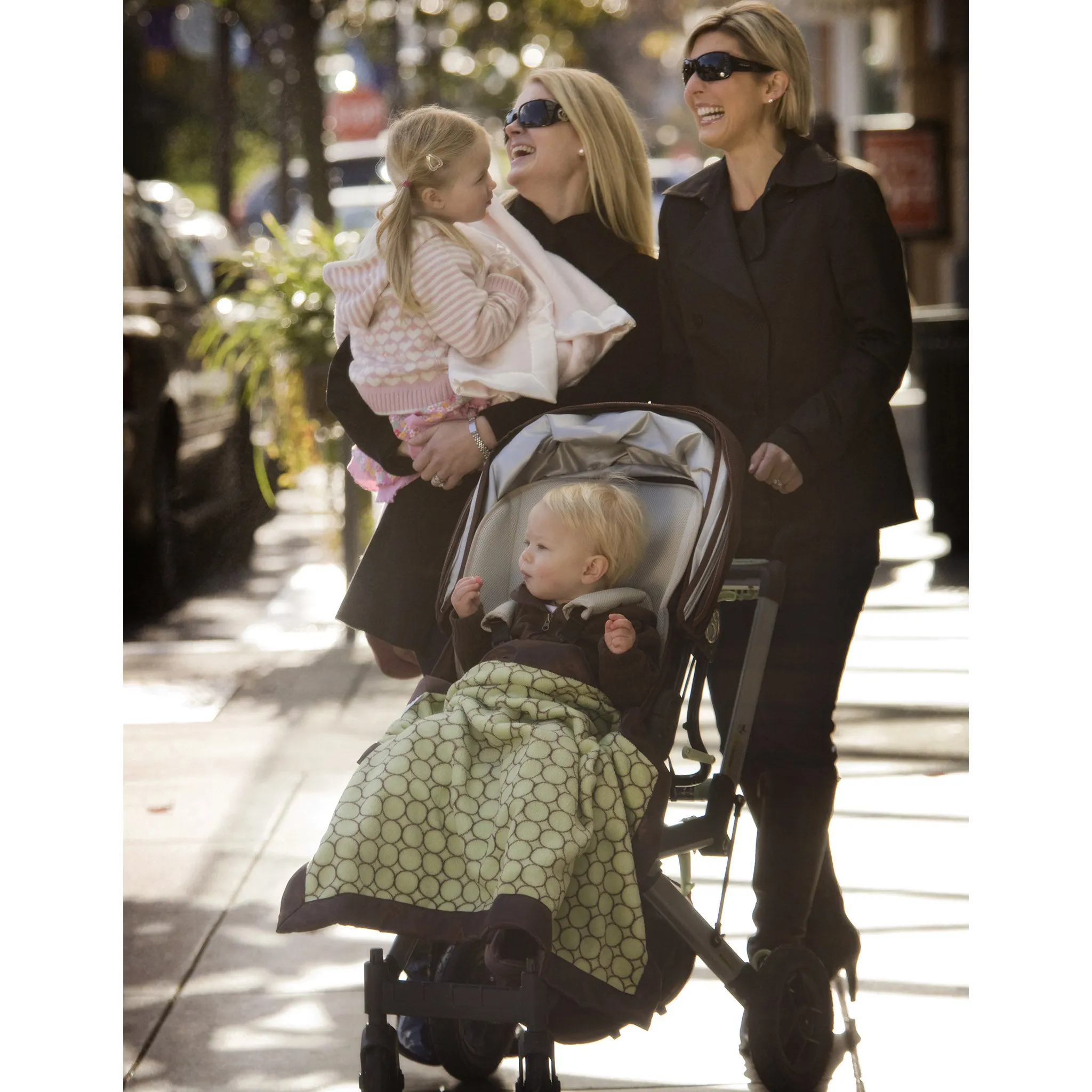Stroller Blanket - Brown Mod Circles, Lime, Large, 30x40 inches
