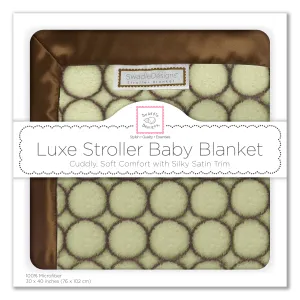 Stroller Blanket - Brown Mod Circles, Lime, Large, 30x40 inches