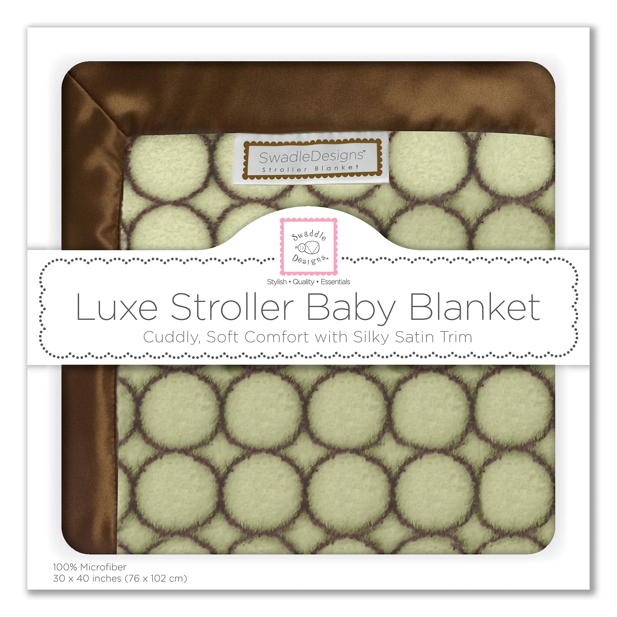Stroller Blanket - Brown Mod Circles, Lime, Large, 30x40 inches