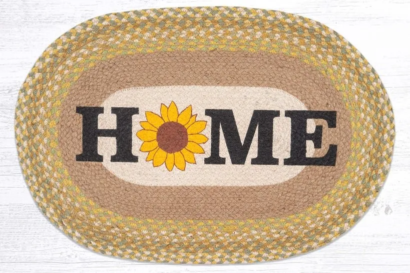 Sunflower "Home" Oval Braided Rug