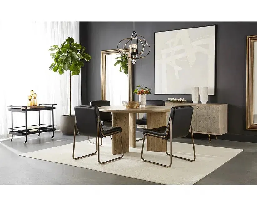 Sunpan Mid-Century Modern Giulietta Dining Table - Round - Weathered Oak - 55" - Seats 4