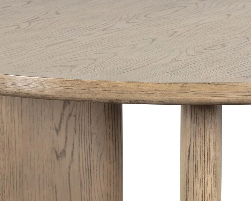 Sunpan Mid-Century Modern Giulietta Dining Table - Round - Weathered Oak - 55" - Seats 4