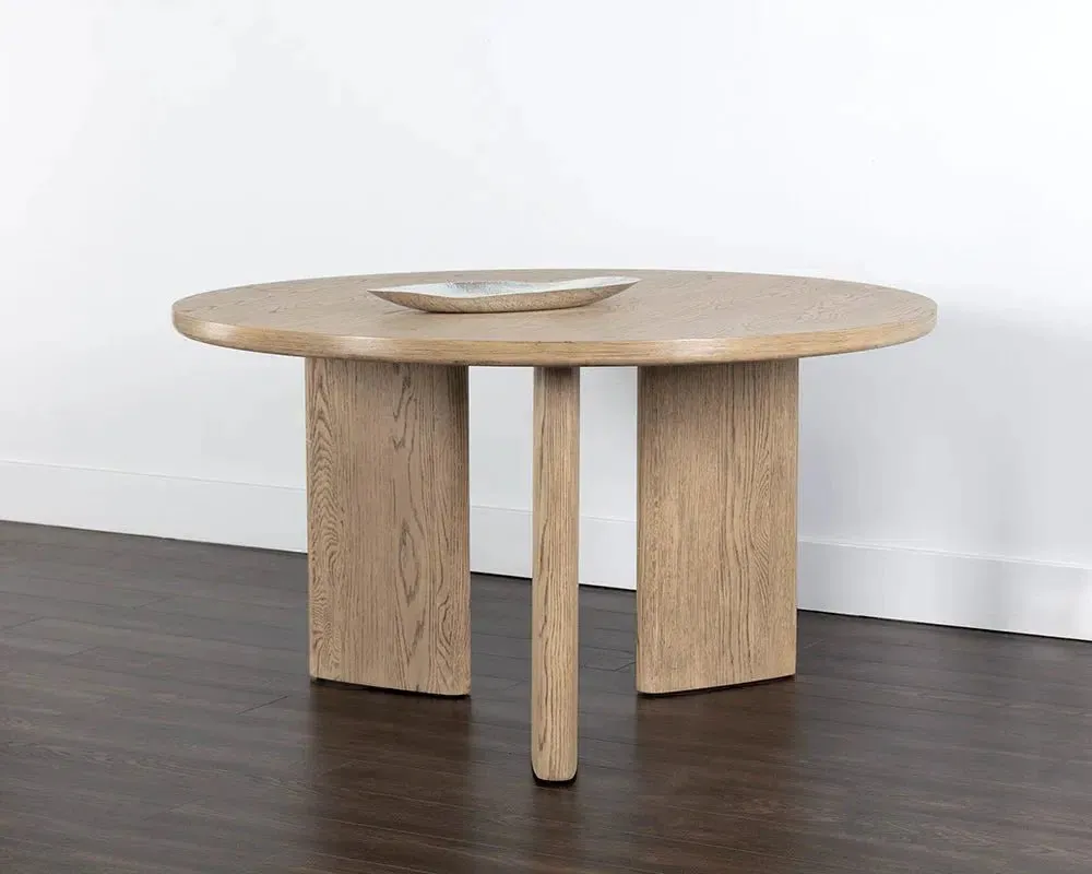 Sunpan Mid-Century Modern Giulietta Dining Table - Round - Weathered Oak - 55" - Seats 4
