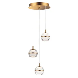 Swank 12 in. 3 Lights LED Pendant Light Brass finish