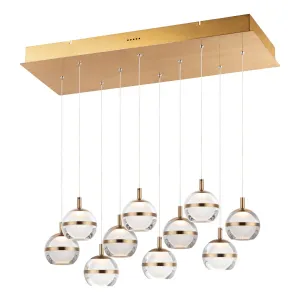 Swank 31 in. 10 Lights LED Pendant Light Brass finish