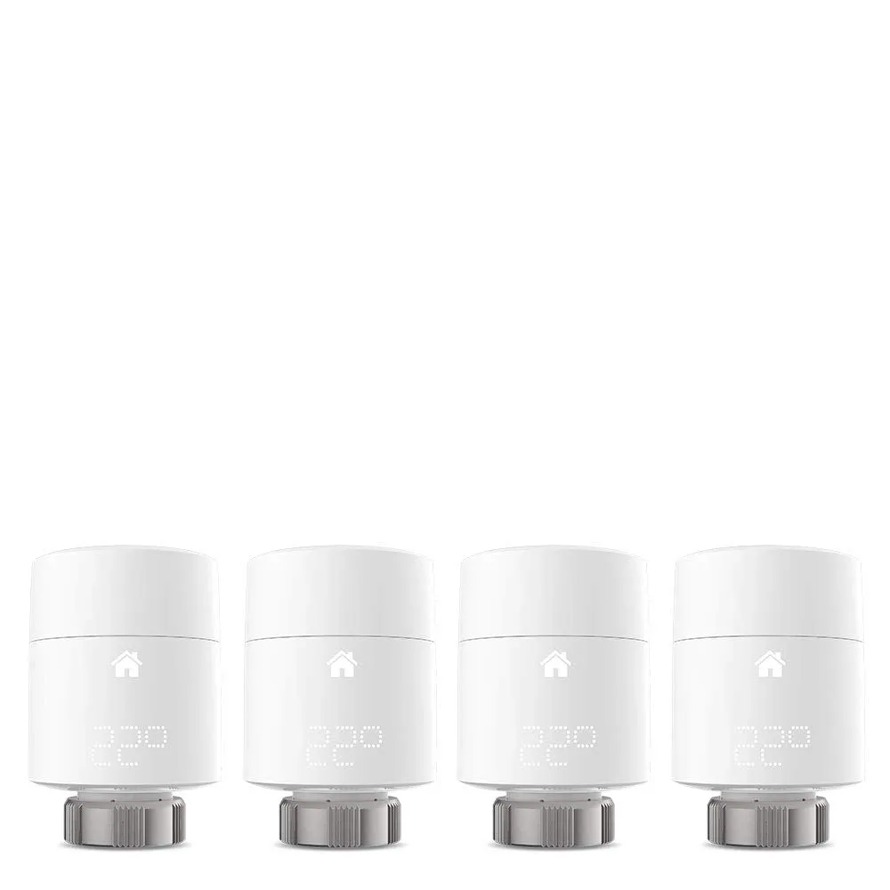 tado° Smart Radiator Thermostat (vertical mounting) - Quattro Pack, Add-ons for Multi-Room Control, intelligent heating control