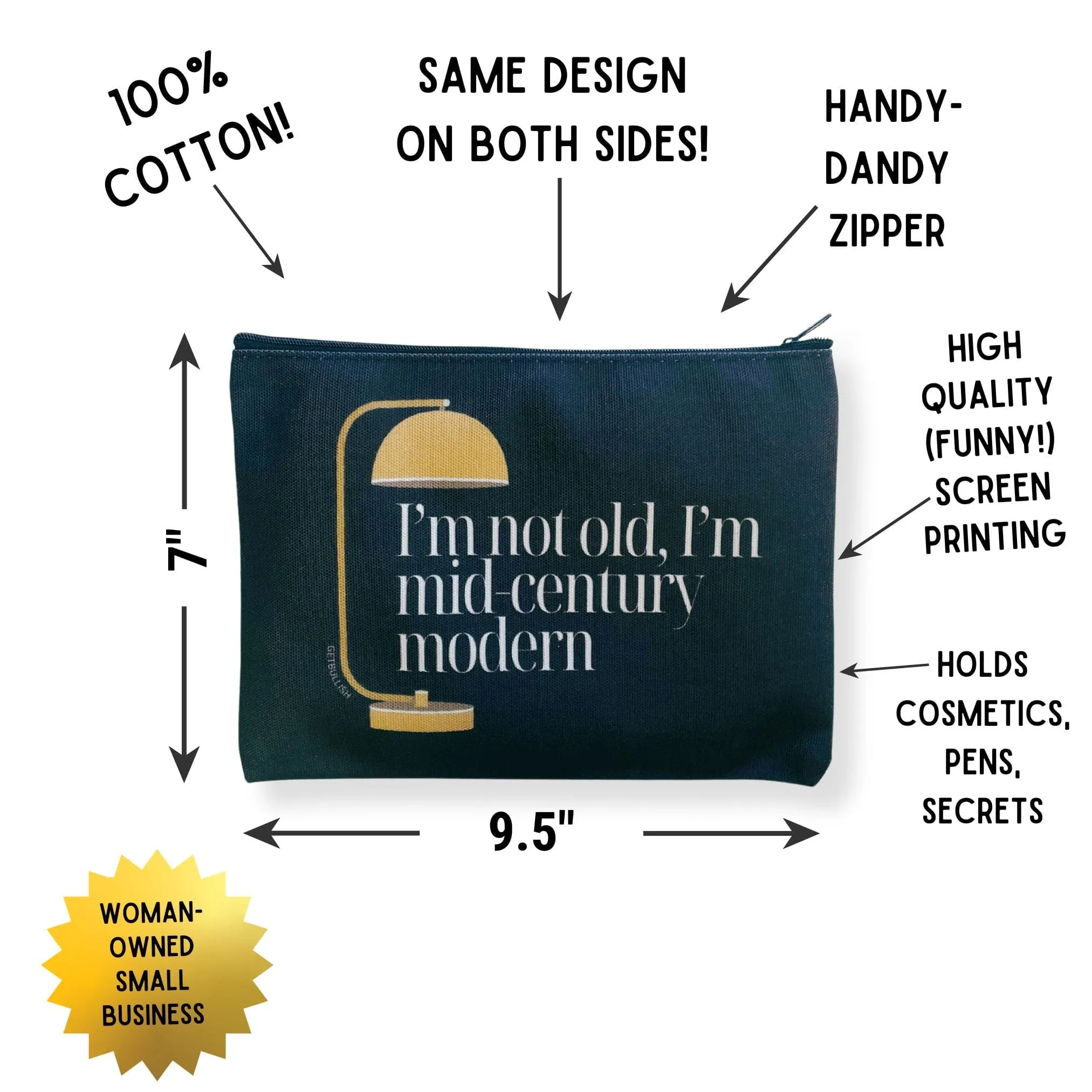 The Bullish Store Unisex I'm Not Old, I'm Mid-Century Modern Canvas Zipper Pouch
