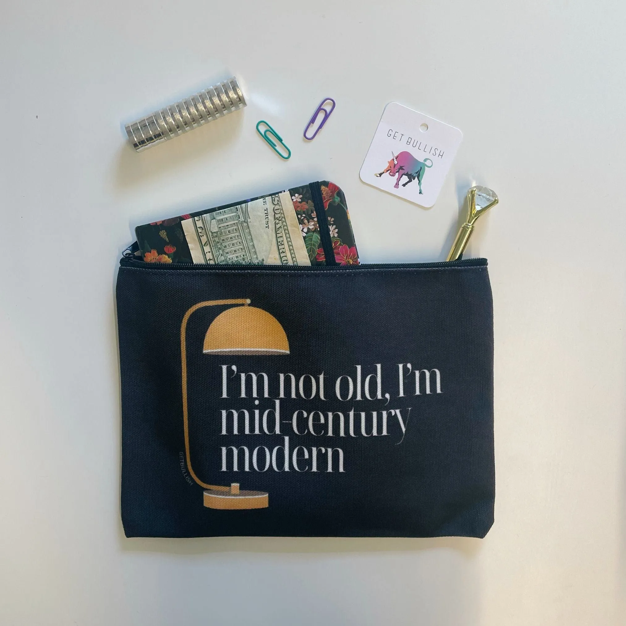 The Bullish Store Unisex I'm Not Old, I'm Mid-Century Modern Canvas Zipper Pouch