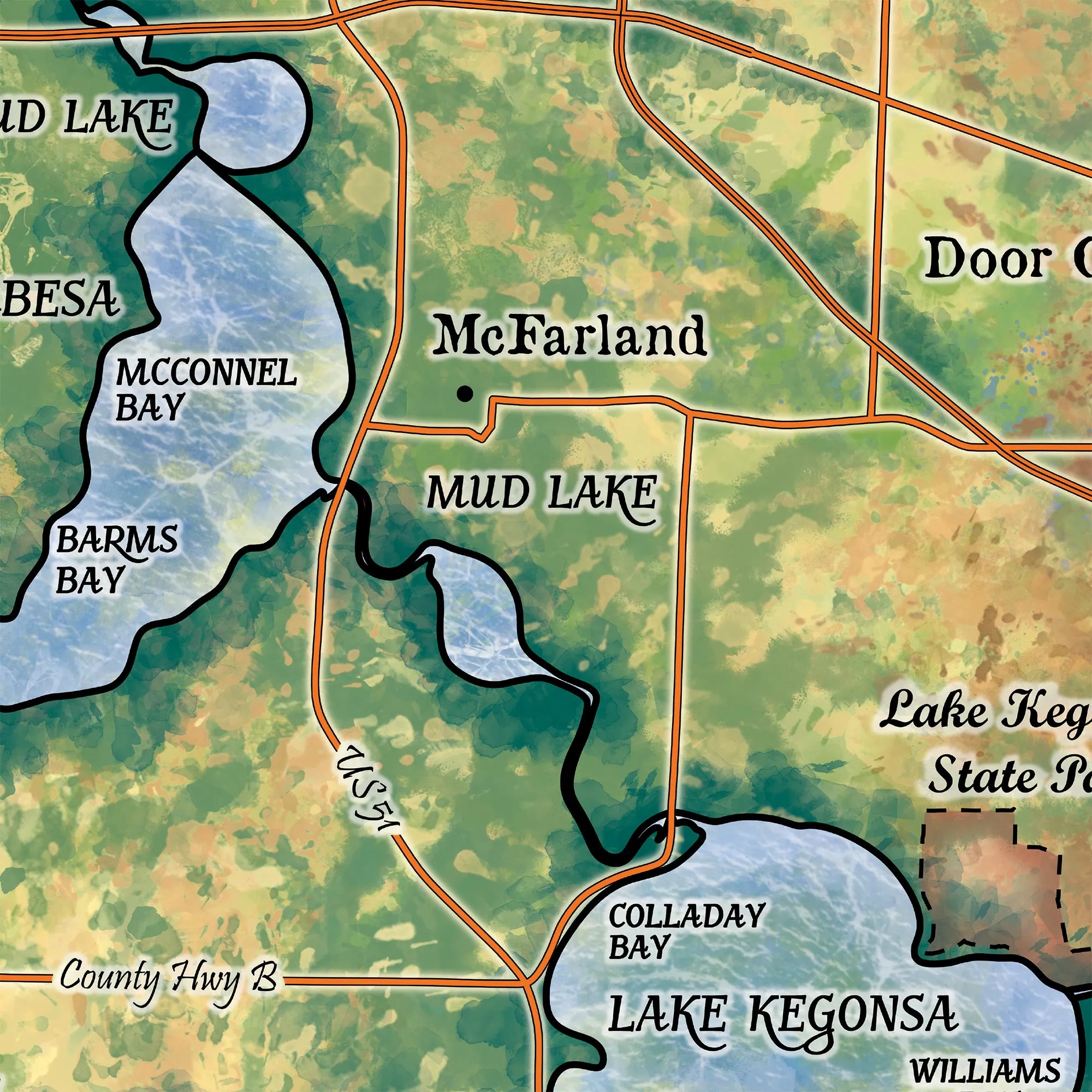 The Lakes of Madison Wisconsin Map Sherpa Fleece Blanket Double Stitched Edges Cozy Luxury Fluffy Super Soft 430 GSM Polyester Throw Blanket