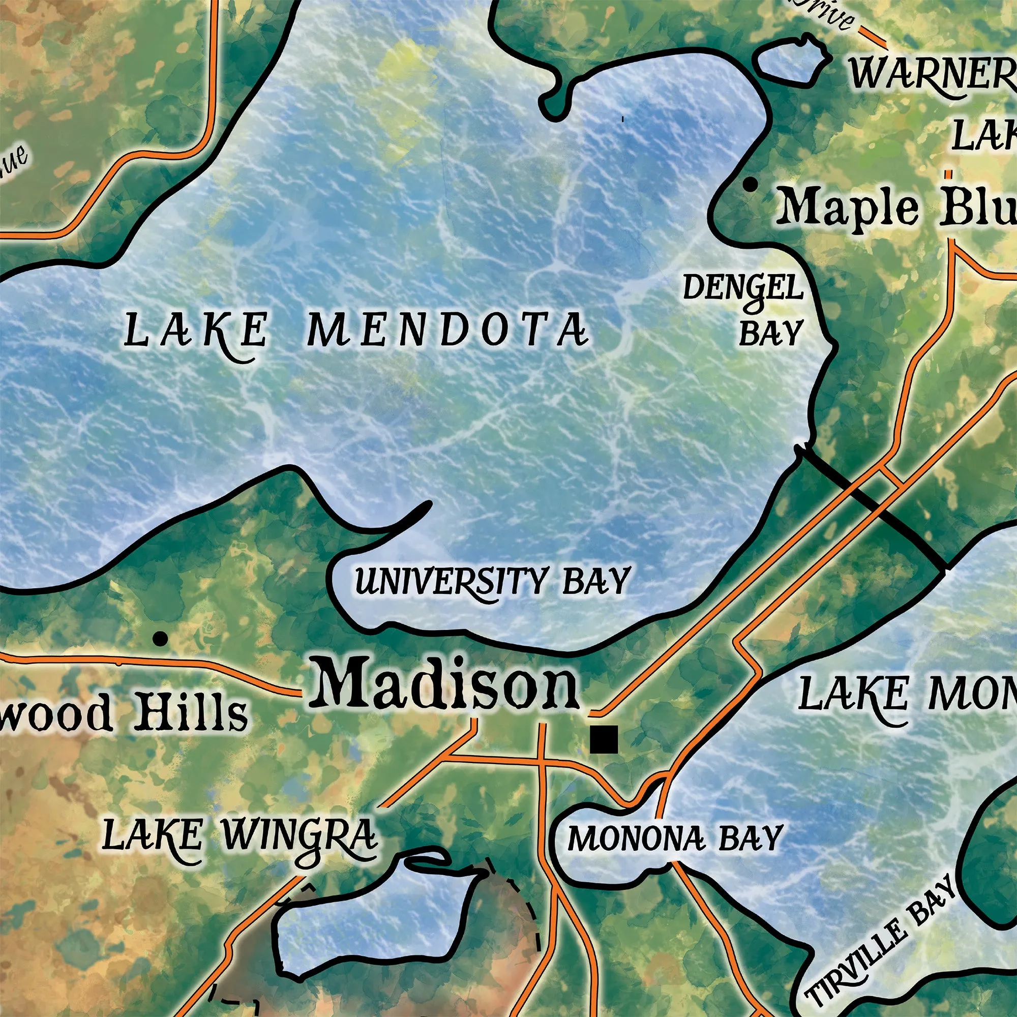 The Lakes of Madison Wisconsin Map Sherpa Fleece Blanket Double Stitched Edges Cozy Luxury Fluffy Super Soft 430 GSM Polyester Throw Blanket