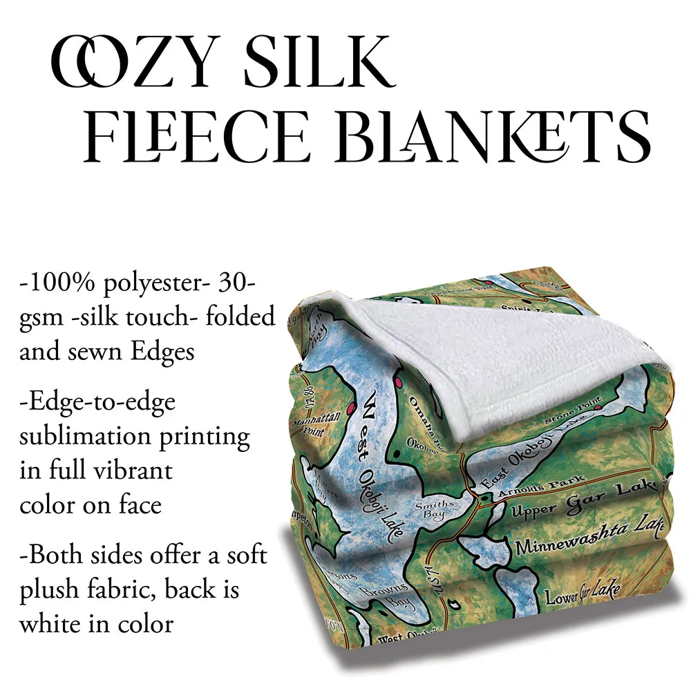 The Lakes of Madison Wisconsin Map Sherpa Fleece Blanket Double Stitched Edges Cozy Luxury Fluffy Super Soft 430 GSM Polyester Throw Blanket