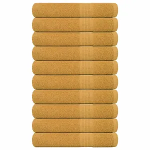 Towels 10 pcs Gold 100x200 cm 360 gsm 100% Cotton
