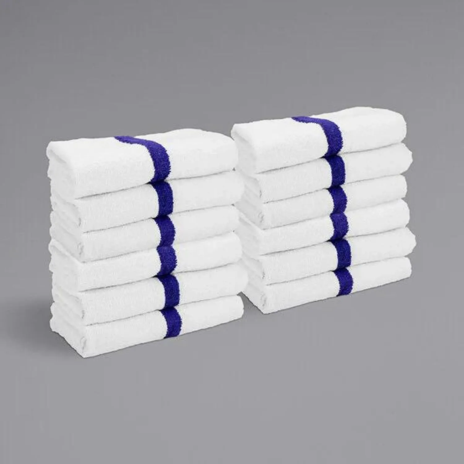 Towels N More 24x48 Soft Poolside Towels 60 Large Super Absorbent Pool Towel Blue Center Stripe Home Spa Gym Hotel Motel Rental House 100% Cotton Bath Towels