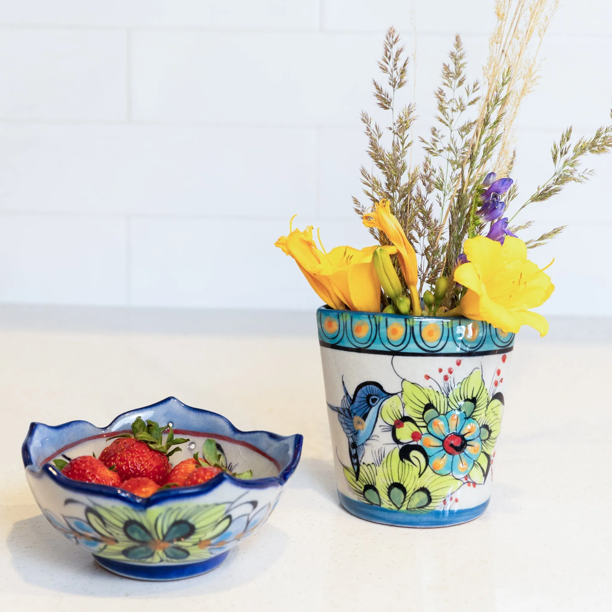 Vibrant Guatemalan Stoneware Berry Bowl: Eco-Friendly and Stylish