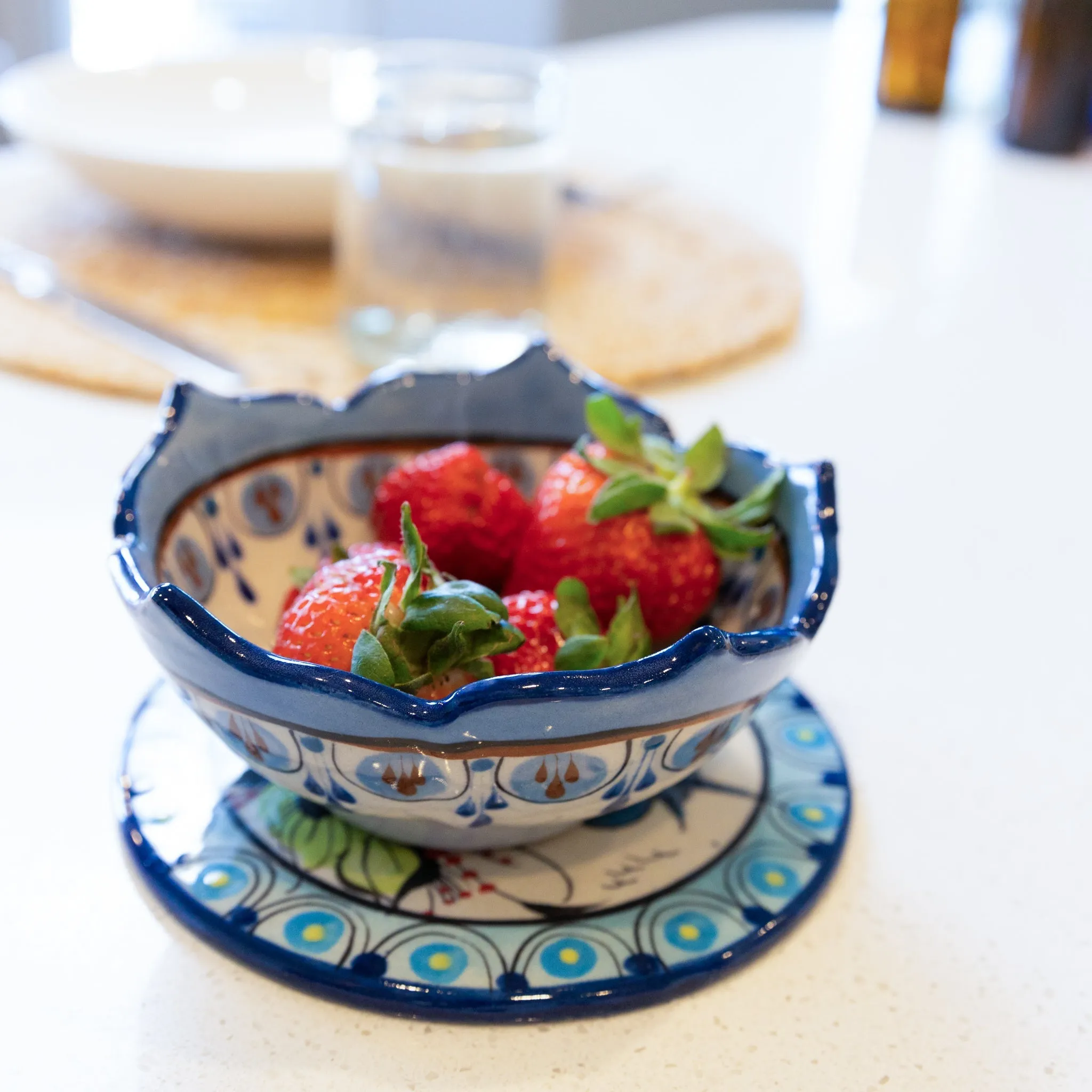 Vibrant Guatemalan Stoneware Berry Bowl: Eco-Friendly and Stylish