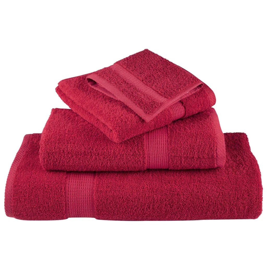 vidaXL 6 Piece Premium Towel Set SOLUND Red 600 gsm - Super Soft 100% Cotton, Highly Absorbent, Machine Washable