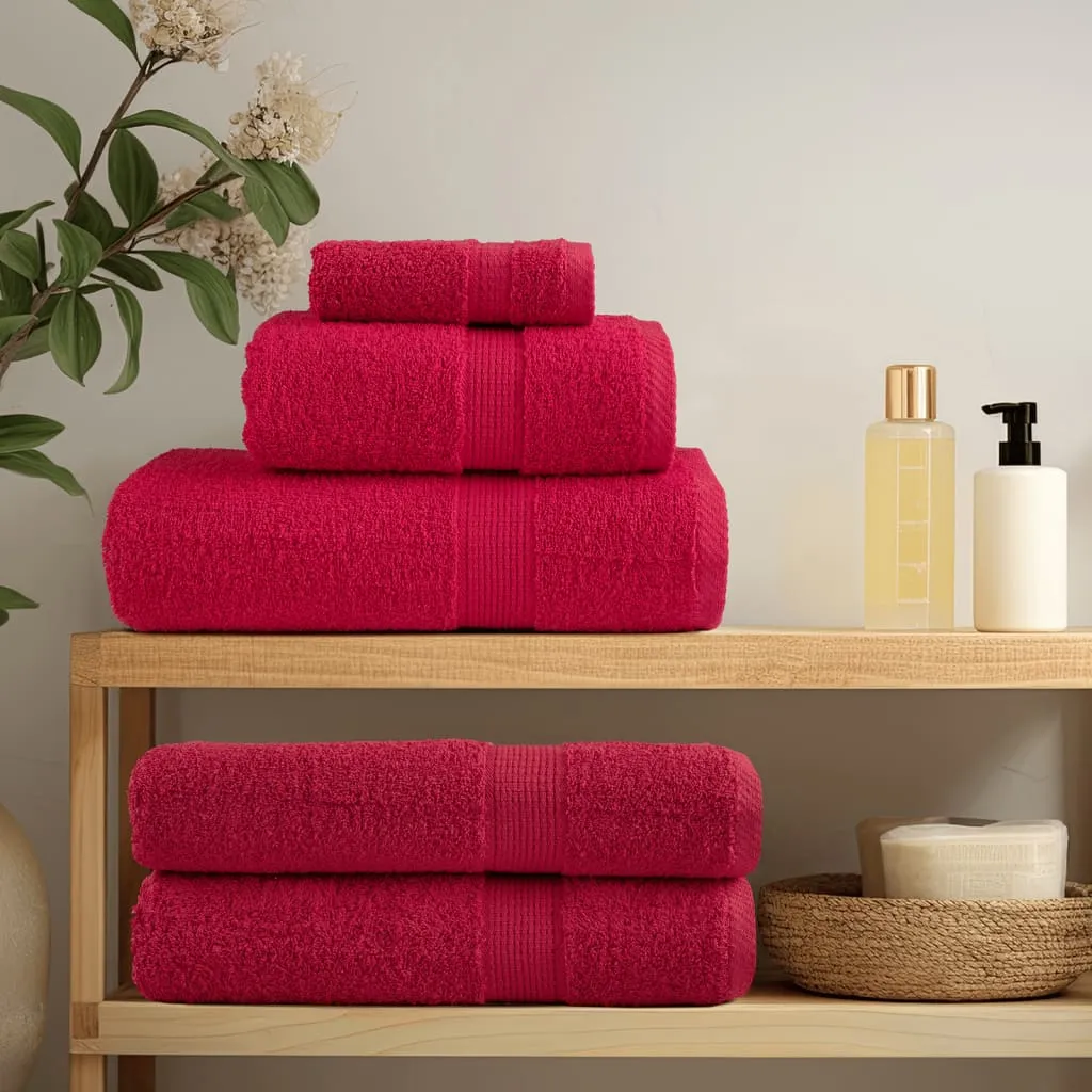 vidaXL 6 Piece Premium Towel Set SOLUND Red 600 gsm - Super Soft 100% Cotton, Highly Absorbent, Machine Washable