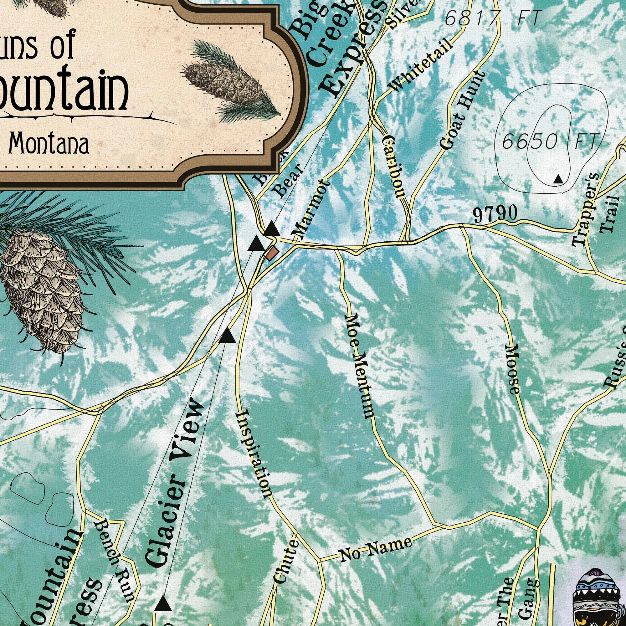 Whitefish Big Mountain Ski Runs Montana ski Map Blanket Double Stitched Edges Cozy Luxury Fluffy Super Soft 430 GSM Polyester Throw Blanket