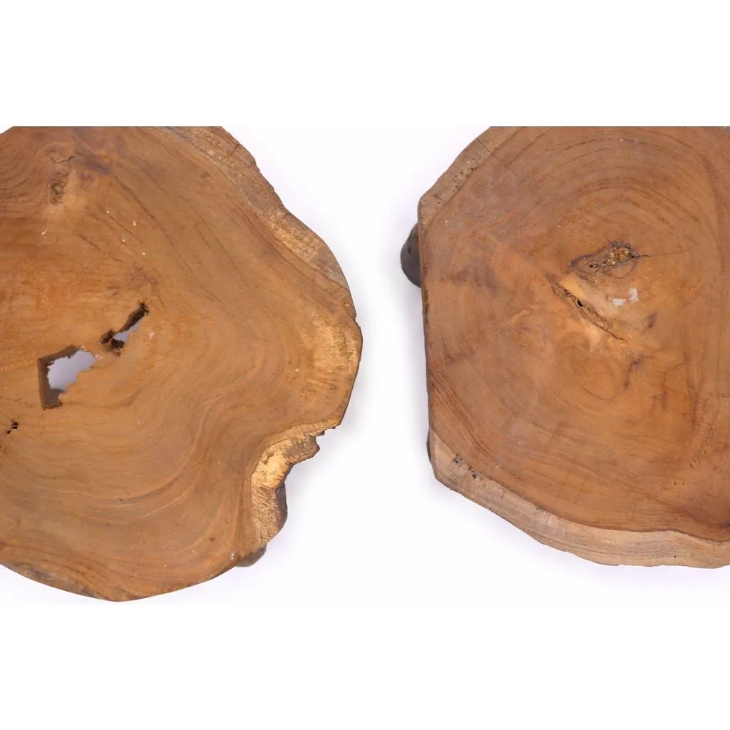 Wooden Display Tables - Sustainable Natural Teak Wood - Set of 2 - 3 Sizes
