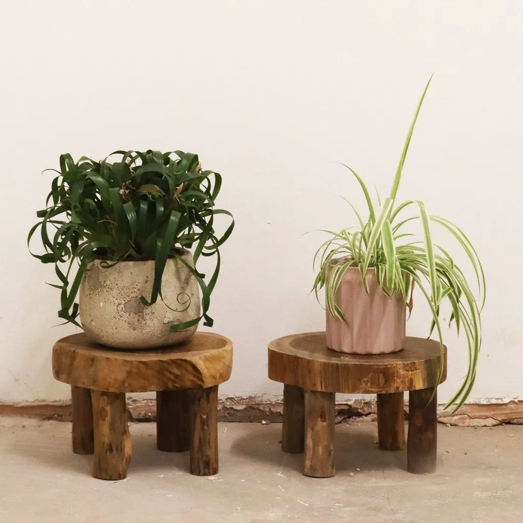 Wooden Display Tables - Sustainable Natural Teak Wood - Set of 2 - 3 Sizes