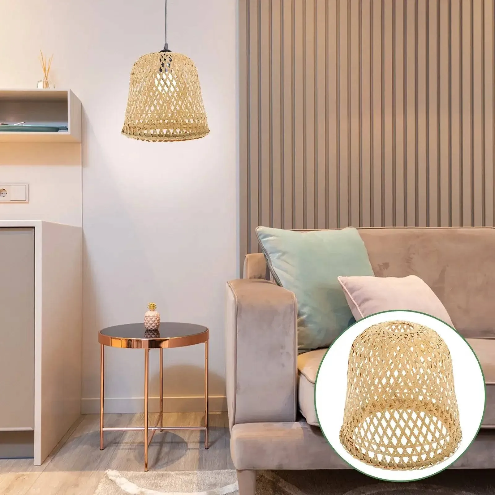 Zen Chic Bamboo Woven Lamp Shade - Handcrafted Vintage Boho Lighting