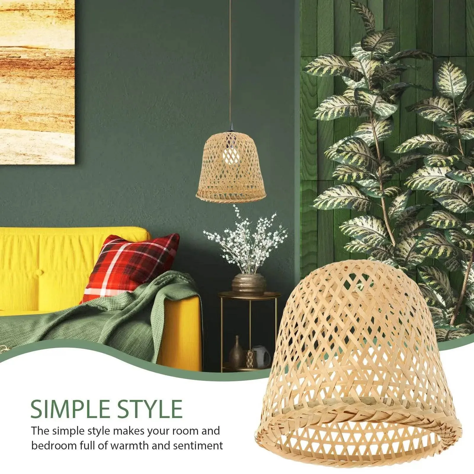 Zen Chic Bamboo Woven Lamp Shade - Handcrafted Vintage Boho Lighting